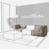 Canapé modulable 2 places en effet lin 90x180 cm