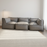 Canapé modulable 3 places en effet lin 90x262 cm