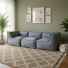 Canapé modulable 3 places en effet lin 90x262 cm