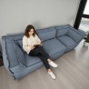 Canapé modulable 3 places en effet lin 90x262 cm