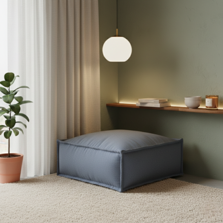 Pouf méridienne pour canapé modulable en effet lin 80x60x38 cm
