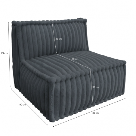 Module central pour canapé modulable en fourrure côtelée 90x82 cm