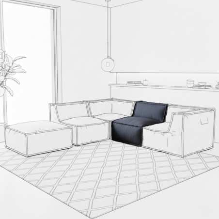 Module central pour canapé modulable en effet lin 90x82 cm