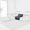 Module central pour canapé modulable en effet lin 90x82 cm