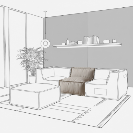 Module central pour canapé modulable en effet lin 90x82 cm