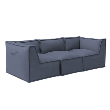 Canapé modulable 3 places en effet lin 90x262 cm
