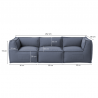 Canapé modulable 3 places en effet lin 90x262 cm