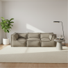 Canapé modulable 3 places en effet lin 90x262 cm