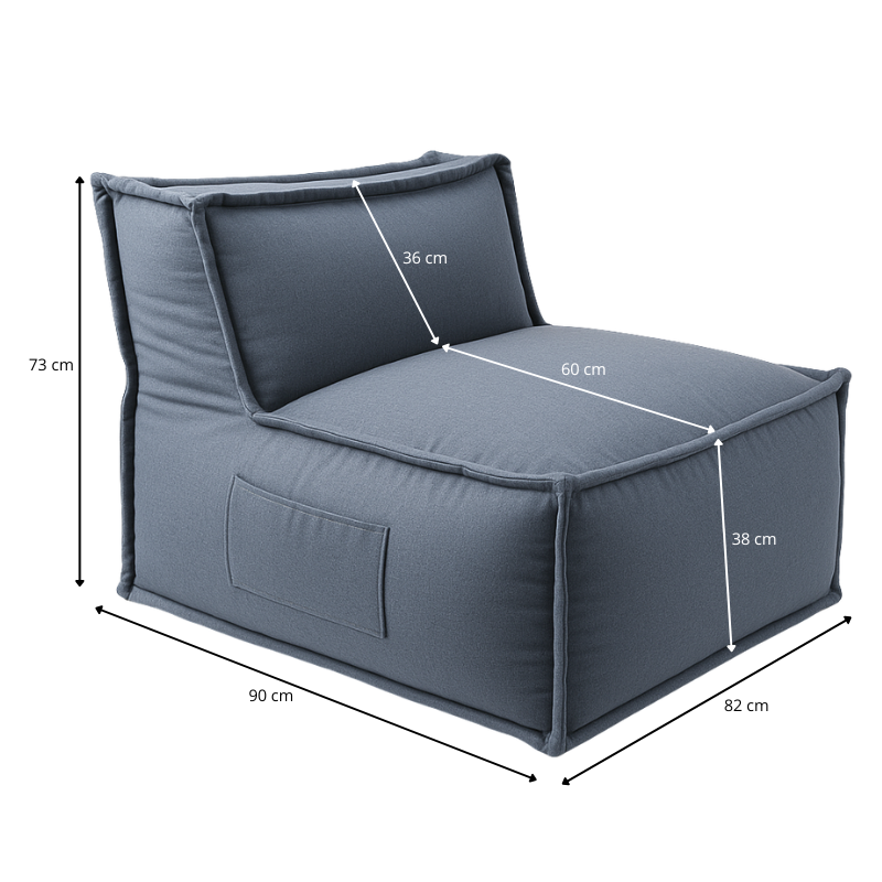 Module central pour canapé modulable en effet lin 90x82 cm