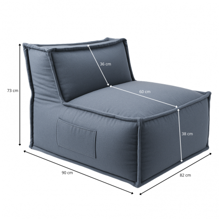 Module central pour canapé modulable en effet lin 90x82 cm