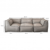 Canapé modulable 3 places en effet lin 90x262 cm