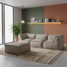 Canapé modulable 4 places avec méridienne en effet lin 90x262 cm