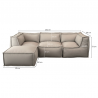 Canapé modulable 4 places avec méridienne en effet lin 90x262 cm