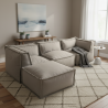 Canapé modulable 4 places avec méridienne en effet lin 90x262 cm