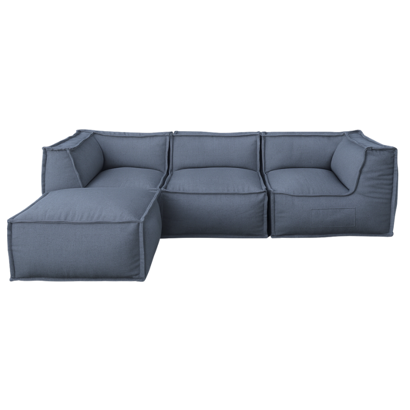 Canapé modulable 4 places avec méridienne en effet lin 90x262 cm