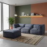 Canapé modulable 4 places avec méridienne en effet lin 90x262 cm