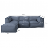 Canapé modulable 4 places avec méridienne en effet lin 90x262 cm