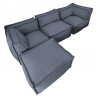 Canapé modulable 4 places avec méridienne en effet lin 90x262 cm