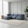Canapé modulable 4 places avec méridienne en effet lin 90x262 cm