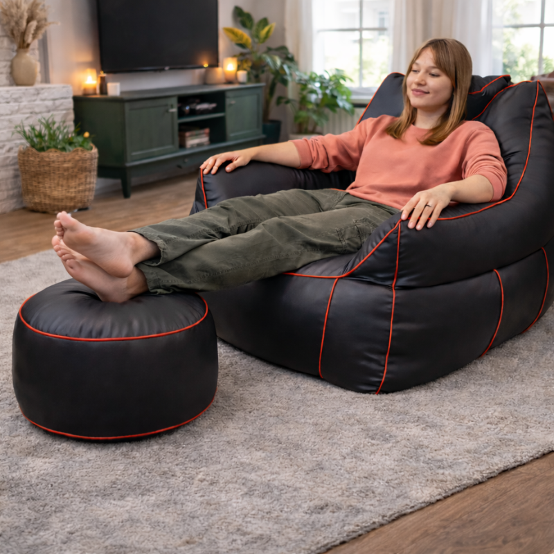 Pouf gaming et repose-pieds en similicuir