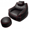 Pouf gaming en similicuir - 100x110 cm + Repose-pieds
