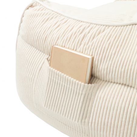 Pouf fauteuil en velours côtelé