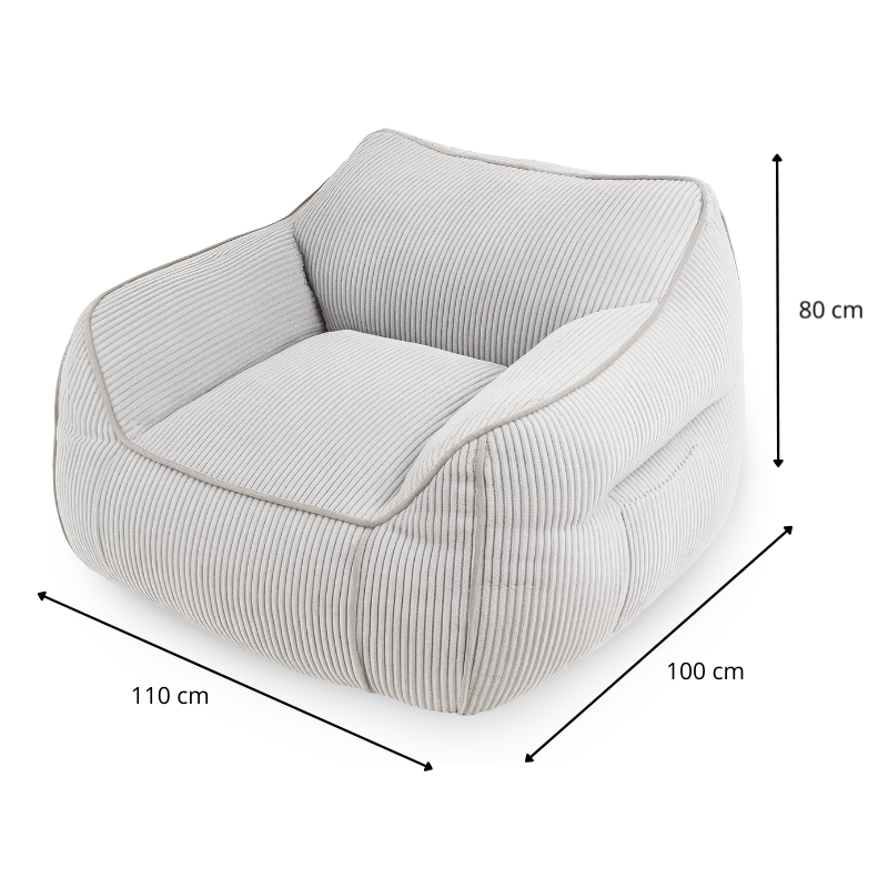 Pouf fauteuil en velours côtelé