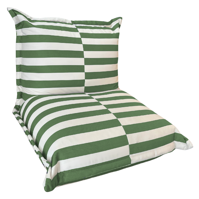 Pouf extérieur à rayures