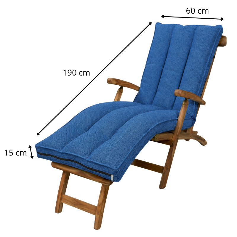coussin bain de soleil déhoussable -dimensions 190x60x15 cm