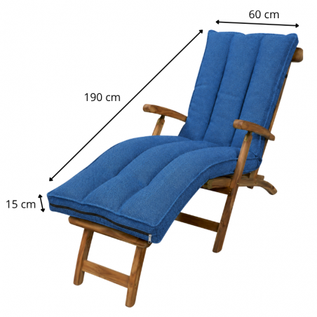 coussin bain de soleil déhoussable -dimensions 190x60x15 cm