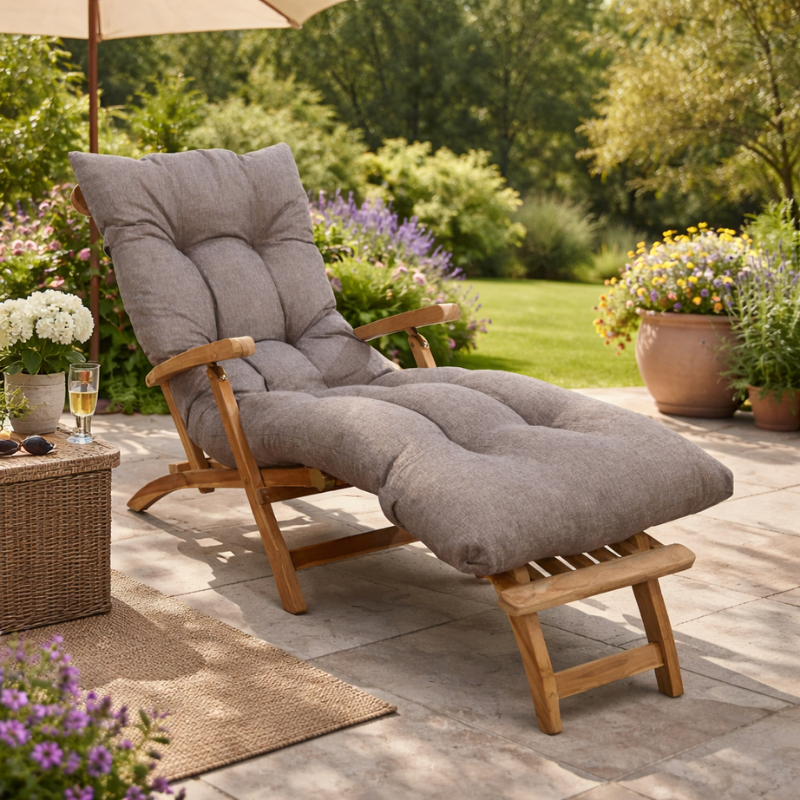 coussin bain de soleil dans un jardin ensoleillé