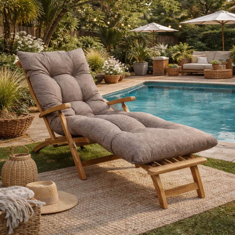 coussin bain de soleil au bord d'une piscine